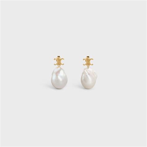 celine baroque drop earrings|Baroque Earrings in Cultured Pearl and Brass with Gold finish.